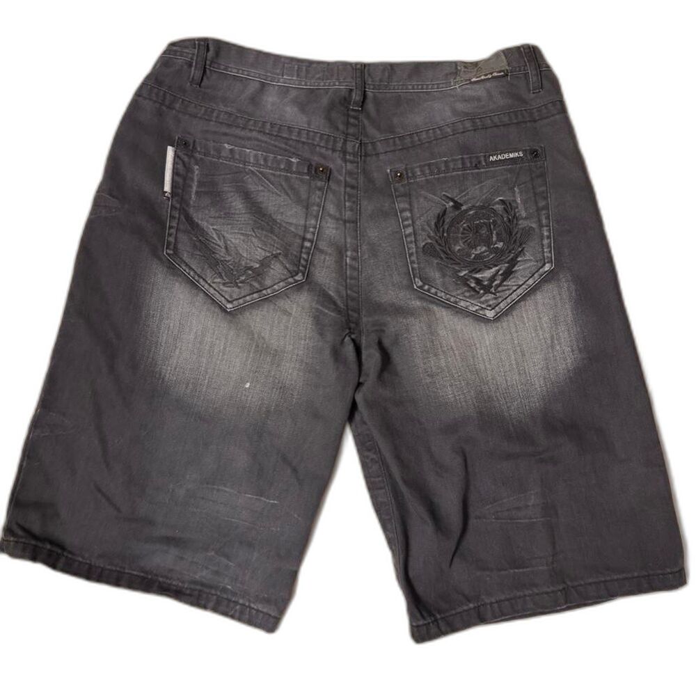 Akademiks Embroidered Black Denim Shorts - Black - 40 (2007-2009)
